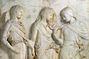 Neo-Attic relief sculpture of Orpheus, Eurydice, and Hermes