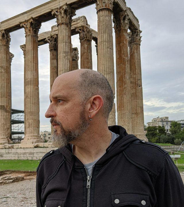 Dr. Peter Nulton in Athens, Greece - Professor in front of Temple of Olympian Zeus