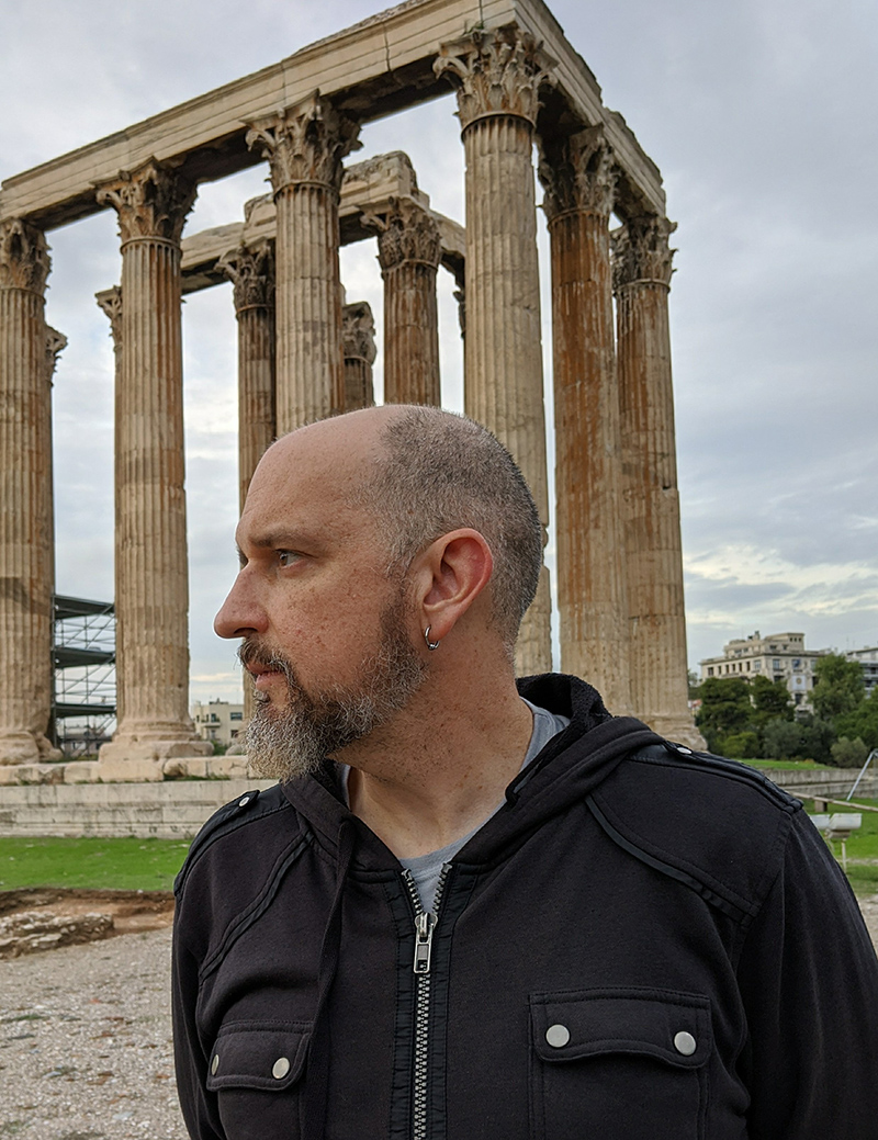 Dr. Peter Nulton in Athens, Greece - Professor in front of Temple of Olympian Zeus